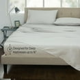 thumbnail image 4 of ROYALE LINENS 300 Thread Count 100% Long Staple Combed Cotton Stripe Sheet Set - 4 Piece Queen Bed Sheets - 1 Fitted, 1 Flat & 2 Pillow Cases - Soft Cool & Crisp Sheet Set (Queen, Narrow Stripe Grey), 4 of 10