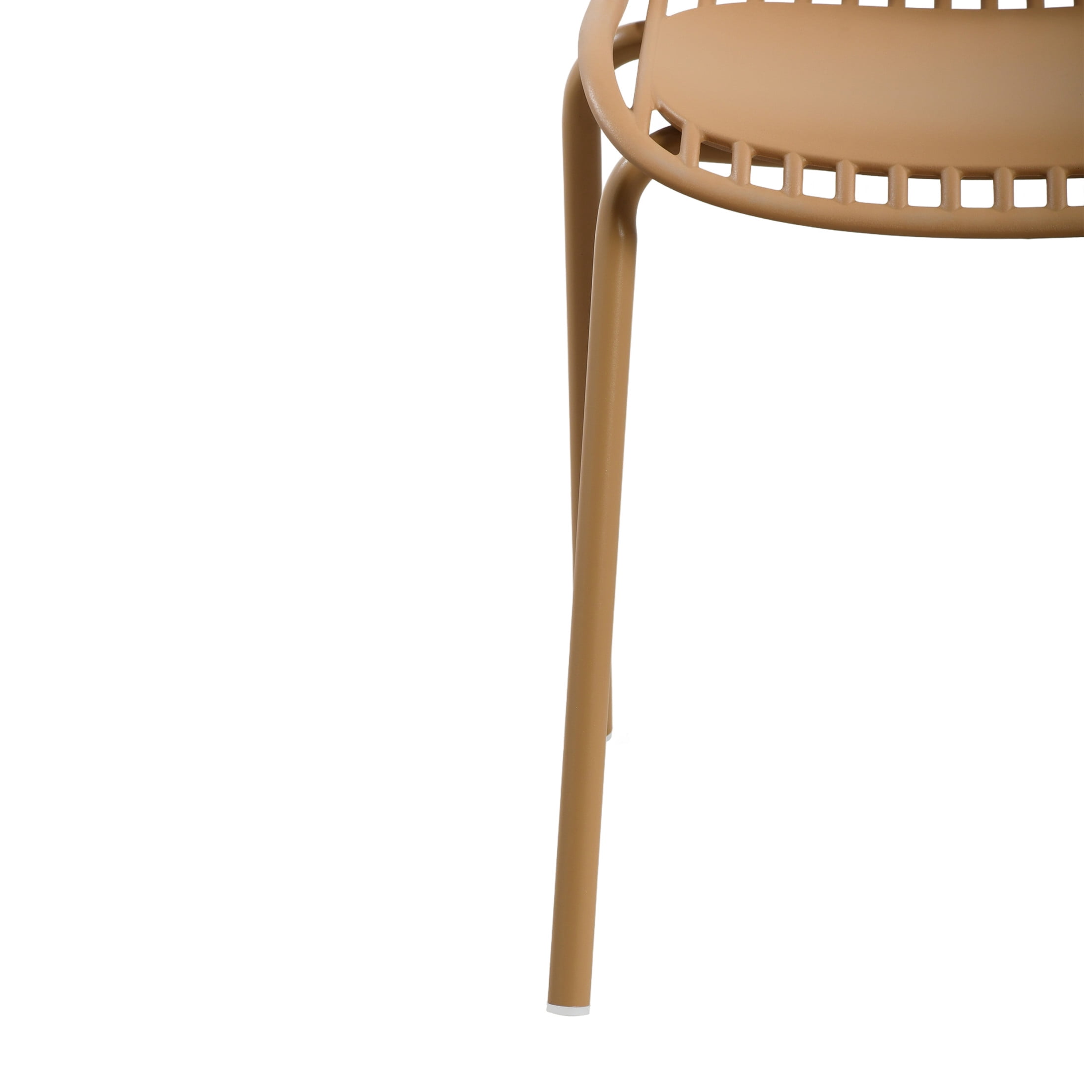 Christopher Knight Home Modern Plastic Outdoor Dining Chairs with Iron Legs, Yellow Brown, Set of 2