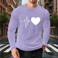 thumbnail image 5 of UVEASISHA Valentines Day Waffle Knit Shirts for Men Long Sleeve Heart Graphic Tees Big and Tall Casual Regular Fit T-Shirts Holiday Gifts Purple 4XL, 5 of 9