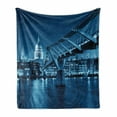 thumbnail image 1 of Cityscape Soft Flannel Fleece Throw Blanket, Millennium Bridge and St Pauls at Night in London Monument Town Scenery, Cozy Plush for Indoor and Outdoor Use, 50" x 70", Dark Blue, by Ambesonne, 1 of 6