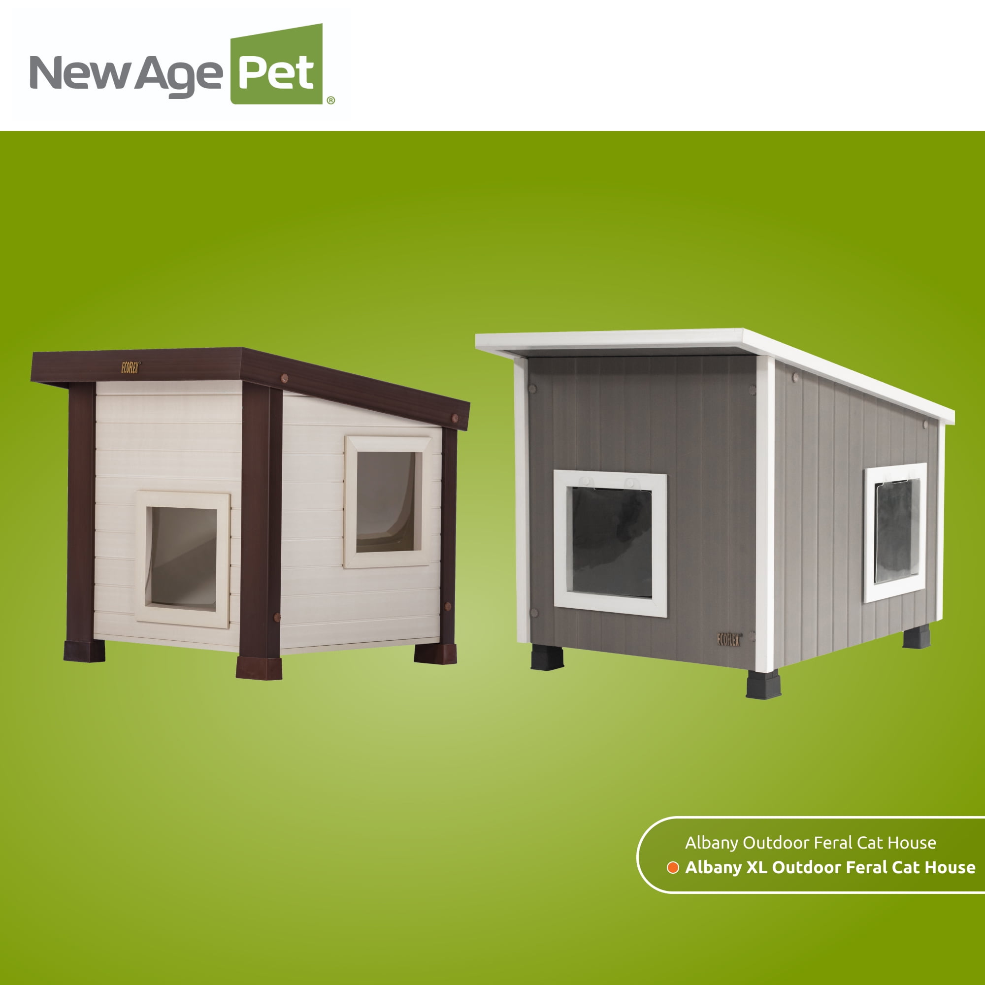 New Age Pet® ECOFLEX® Outdoor Cat House X Large Weather Resistant, Raised Floor