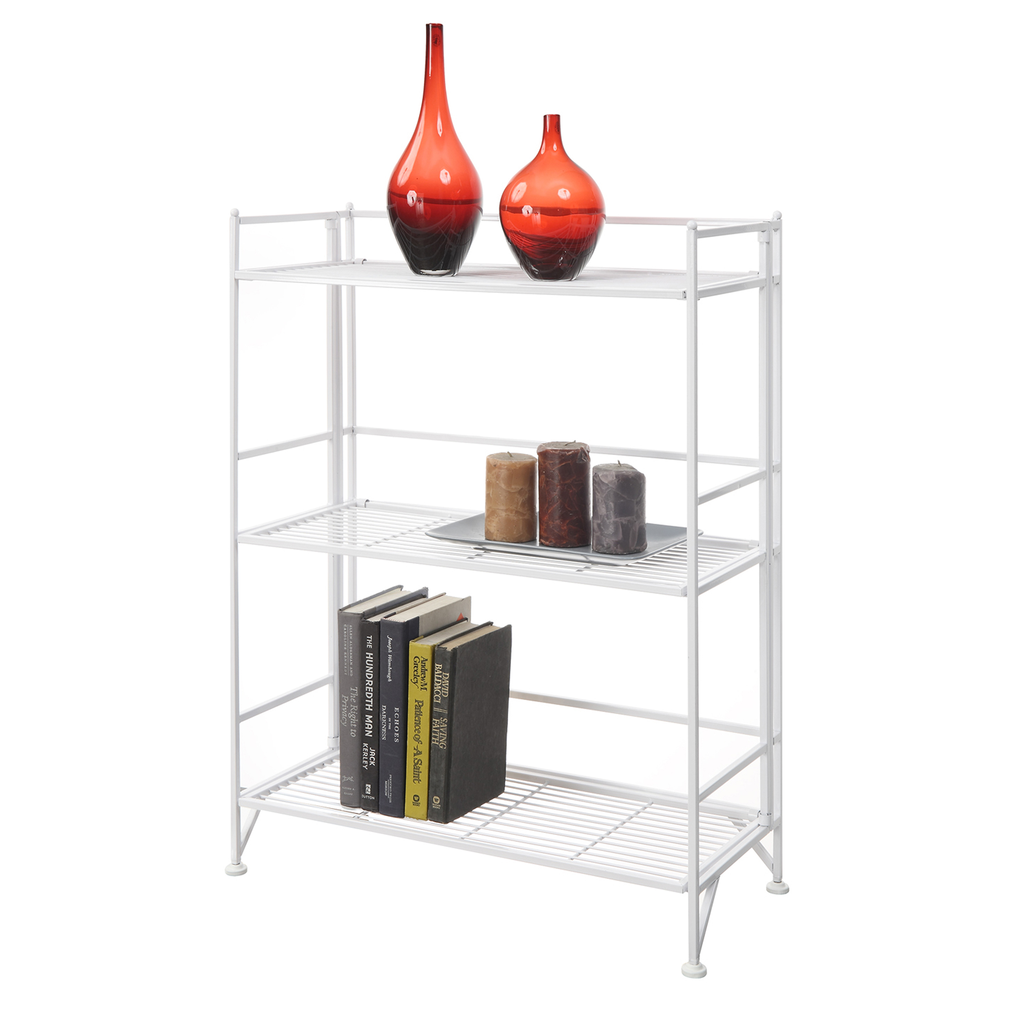 Convenience Concepts Xtra Storage 3 Tier Wide Folding Metal Shelf, White - image 4 of 7