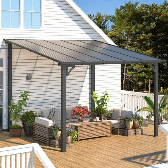 YODOLLA 10' x 10' Hardtop Gazebo Outdoor Aluminum Pergola For Garden, Patio, Backyard-Gray