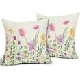 thumbnail image 2 of Spring Floral Pillow Covers 16x16 Inch Set of 2 Summer Colorful Flower Butterfly Outdoor Decorative Throw Pillow Covers Farmhouse Pillowcases Cotton Linen Cushion Covers for Couch Bed Sofa Chair Decor, 2 of 6
