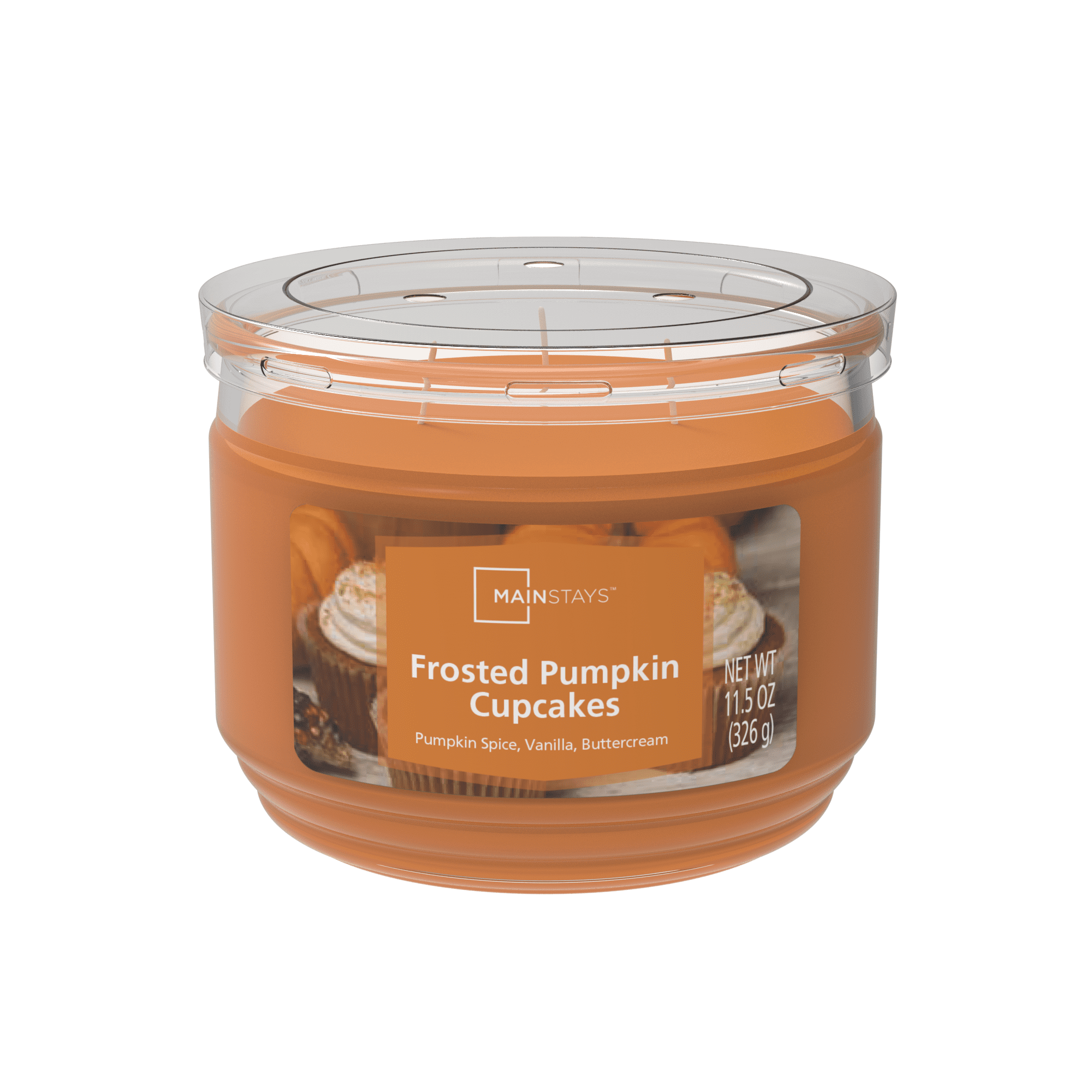 Mainstays Frosted Pumpkin Cupcakes Scented 3-Wick Glass Jar Candle, 11.5 oz.