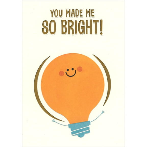 Designer Greetings You Made Me So Bright: Smiley Faced Orange Light Bulb Thank You Card for Teacher's Assistant