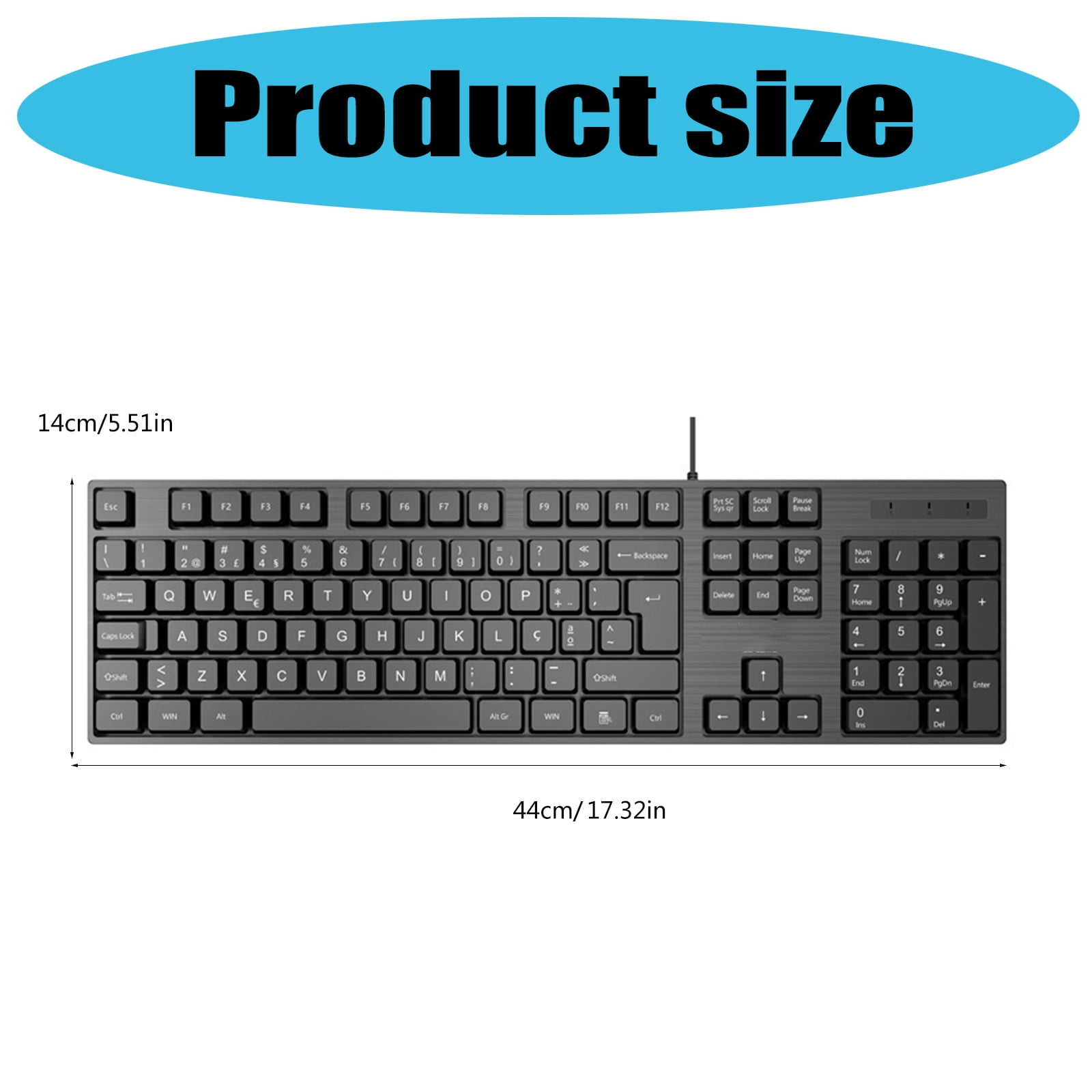 Gaming Keyboard Full Size Chocolate Keycap Quiet Computer Keyboard 104 Keys Corded Keyboards for PC Desktop Office