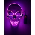 thumbnail image 1 of Máscara de iluminación de neón de calavera LED para Halloween, cabeza de fantasma de terror para hombres y mujeres, fiesta divertida, brillo luminoso, esqueleto oscuro, accesorios de disfraz de Cospla Qiuyongming unisex, 1 of 2