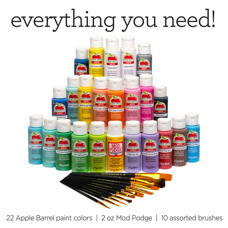 Apple Barrel Holiday Acrylic Craft Paint Set, 32 Piece Set Including 4 Foam  Paint Brushes, 2 Mod Podge Sealers, and 26 Apple Barrel Paints - Yahoo  Shopping
