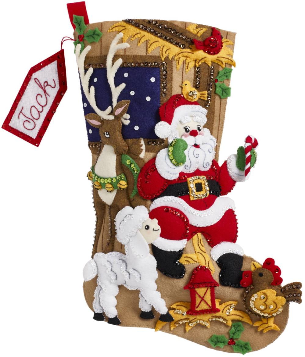 Bucilla Felt Applique Christmas Stocking Kit BEST FRIENDS 18 in 