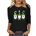 thumbnail image 2 of St. Patrick's Day Festive T-Shirt for Women Gnomes Shamrock Graphic Crewneck Long Sleeve Relaxed Fit Soft Breathable Holiday Tee Top, 2 of 7
