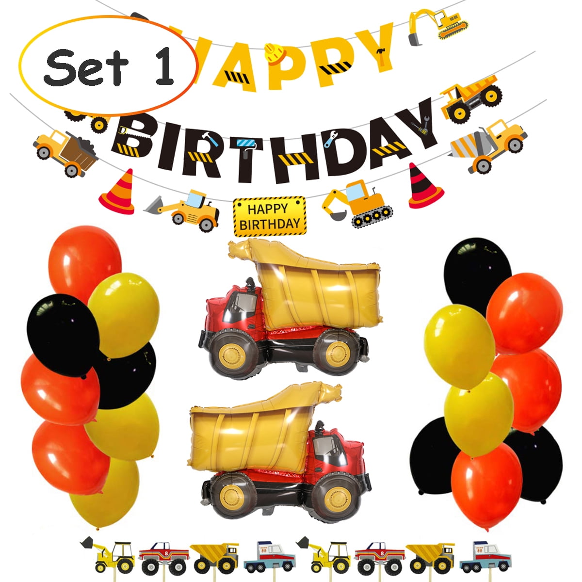 Birthday Party Decorations Construction Theme Birthday Party Supplies Dump Truck Sets Party Favors for Kids 72 Pieces
