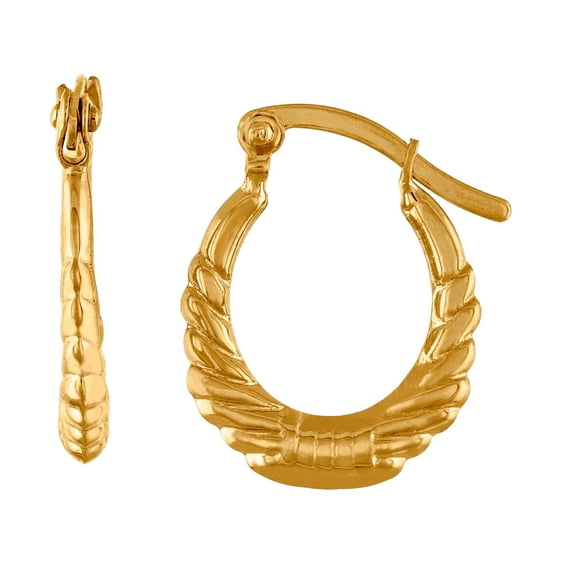 14k Yellow Gold Womens Polished Scalloped Huggie Hoop 17.7mm X Snap Earrings Hoop Earring for Women