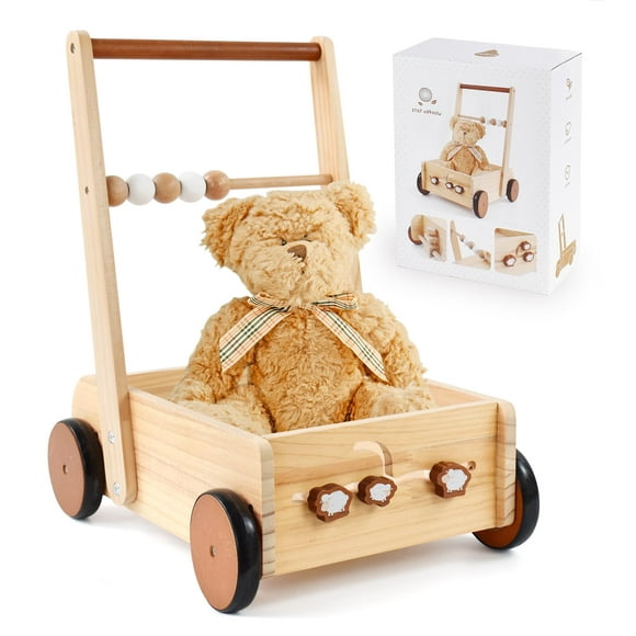 PairPear - Juguetes de madera para caminar para bebé, caminantes de velocidad ajustables para bebés que aprenden a caminar, juguetes de madera para caminar para niños pequeños de 1 a 3 años