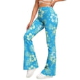 thumbnail image 2 of Abomasnow Women High Waisted Flare Leggings Boho Floral Print Hidden Scrunch Bootcut Bell Bottoms Yoga Pants, 2 of 7