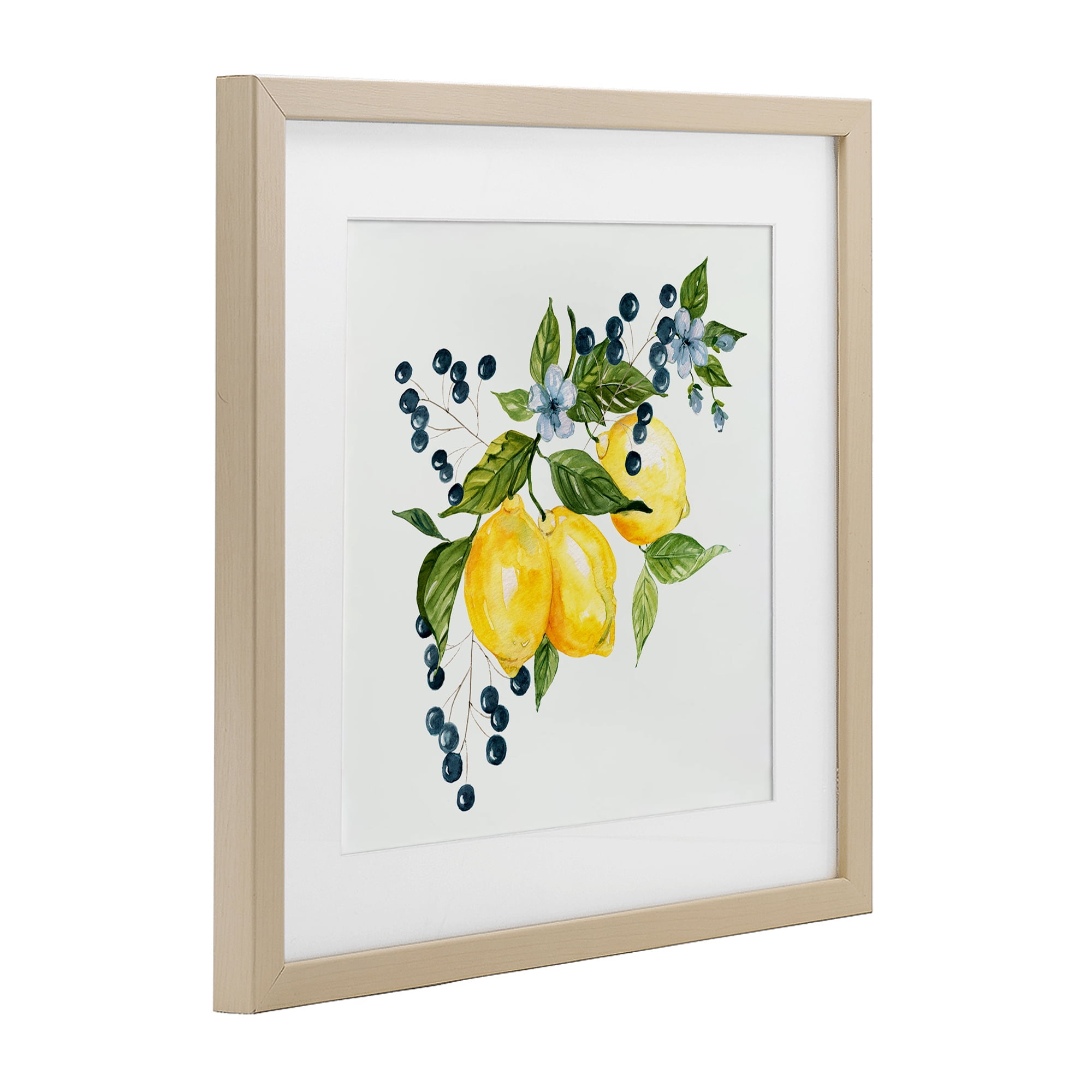 Stupell Industries Lemon Branch with Berries Birch Framed Print Under Glass, design by Livi Finn