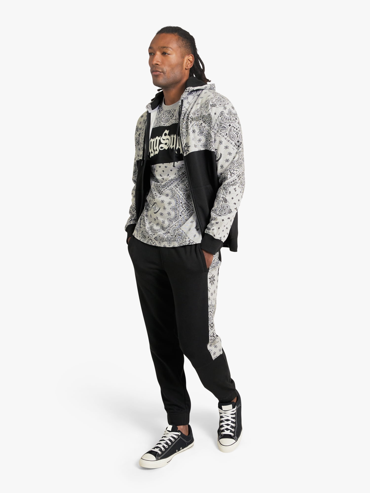 Dogg Supply by Snoop Dogg All-Gender Men's and Women's Bandana Print Zip Front Hoodie, Sizes XS-3XL