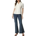 thumbnail image 2 of INSPIRE CHIC Women's Collar Top Button Front Short Sleeves to Work Shirts, 2 of 6