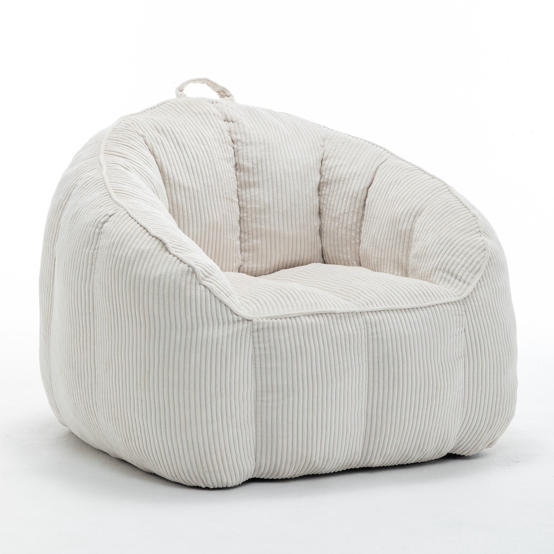 Giant Bean Bag Chair Sofa for Adults & Teens, Corduroy Bean Bag Couch with Armrests & Filler Included, Beige