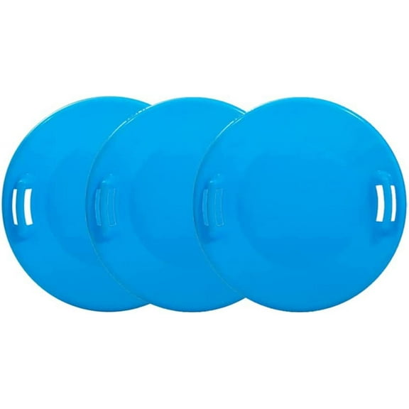 Superio Round Kids Snow Saucer Sled Blue 3 Pack Plastic Winter Sleds for Adults and Kids Outdoor Winter Fun