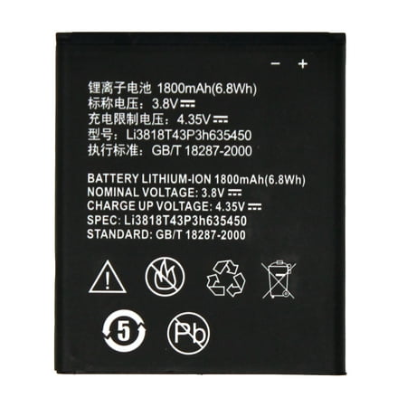 World Star™ Standard Replacement Battery LI3818T43P3H635450 For ZTE Obsidian Z820 1800mAh - Non-Retail Pack with 2-Year Limited Warranty