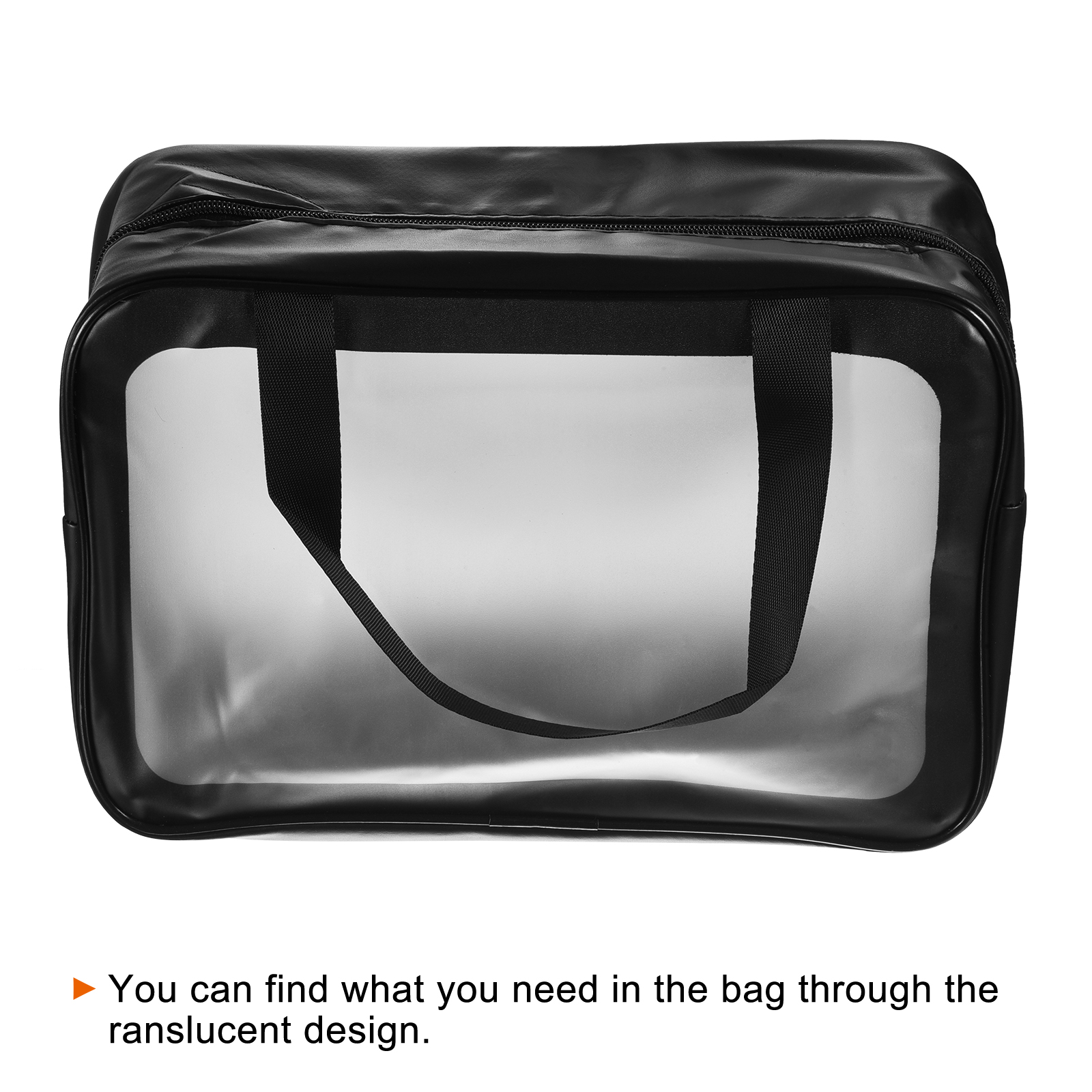 Uxcell 8.3"x11.8"x5.1" PVC Clear Toiletry Bag Makeup Bags with Zipper Handle Black 3 Pack - image 3 of 5