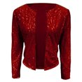 thumbnail image 5 of Unir Loose Fit Short Sequin Stand Collar Jacket, Glitter Open Front Party Outer Coat, Lightweight Evening Layering Garment, 1 Piece Outfit, S-XXL Plus Size Friendly, 5 of 5