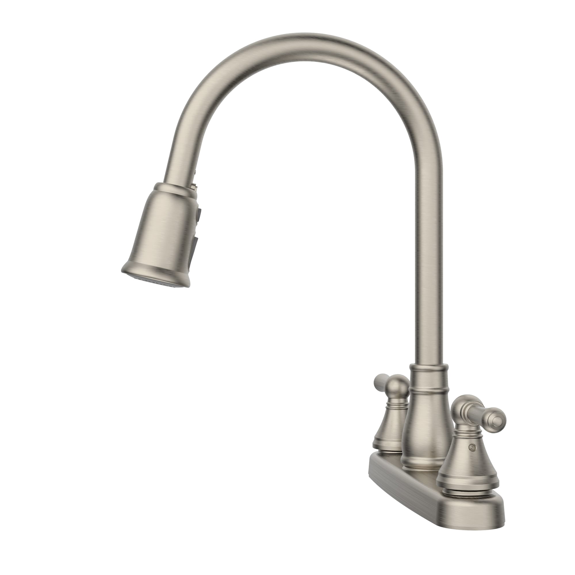 Belanger Non-Metallic 2-Handle Centerset Pull-Down Kitchen Faucet with 59" Hose, Brushed Nickel