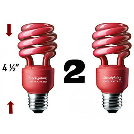 SleekLighting 13 Watt Red Spiral Bug CFL Light Bulb 120Volt, E26 Medium Base. RED (Pack of