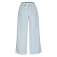 thumbnail image 7 of Ltctricy Wide Leg Pants for Women Elastic High Waisted Drawstring Striped Casual Pants Baggy Trendy Trousers with Pockets(Light Blue,Medium), 7 of 7