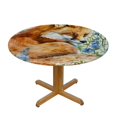 Autua Fox Flowers Watercolor Painting Round Table Cover, Stain