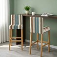 thumbnail image 2 of Turquoise Beige Striped Bar Stool Cover Set of 6, Modern Farmhouse Vertical Stripes Stretch Bar Chair Cover, Removable Washable Pub Counter Stool Chair Slipcover for Kitchen Dining Room Pub Cafe, 2 of 9