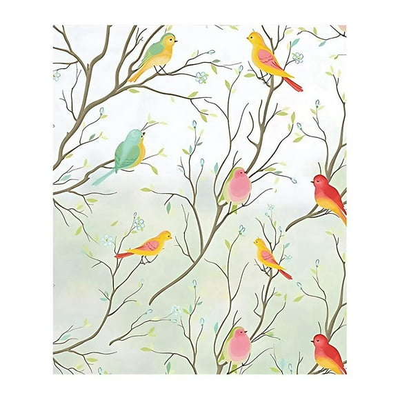 3D Bird Frosted Window Privacy Film Stained Glass Window Film Non-Adhesive Static Cling Glass Film