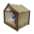 thumbnail image 1 of Earth Tones Pet House, Abstract Asymmetric Lines with Inner Little Dots and Circles Design, Outdoor & Indoor Portable Dog Kennel with Pillow and Cover, 5 Sizes, Brown Mustard White, by Ambesonne, 1 of 5