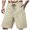 Khaki, variant on Mgmyaa Mens Casual Shorts Summer Drawstring Elastic Waist Beach Sweat Shorts Texture with Multi-Pockets