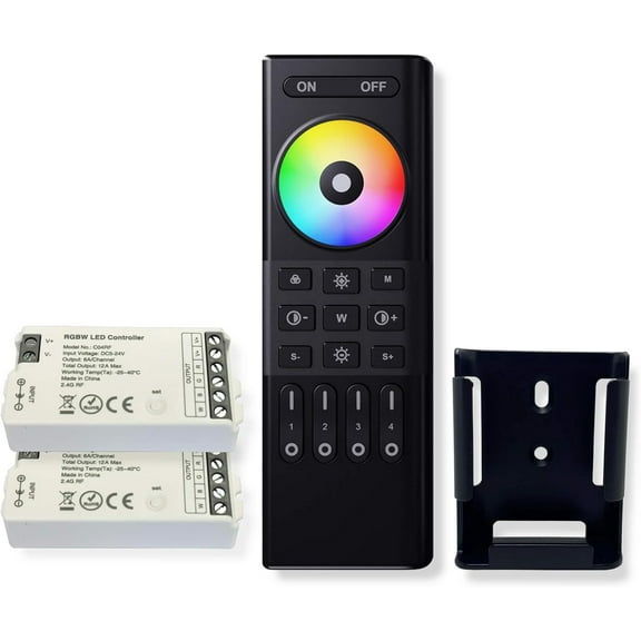 2 Pack RGBW LED Controller with 4 Zones RF 2.4GHz Wireless Remote Control