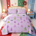 thumbnail image 2 of Manfei Colorful Pink Christmas Quilt Full,Winter Holiday Full Bedspread Sets,3 Pieces,1 Coverlet and 2 Pillowcases, 2 of 7