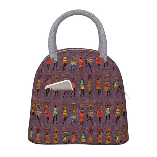 Balery African Women Bolsa de Almuerzo para Mujeres, Caja de Almuerzo, Bolsa de Almuerzo Pequeña Impermeable, Tote de Almuerzo Reutilizable con Gran Capacidad