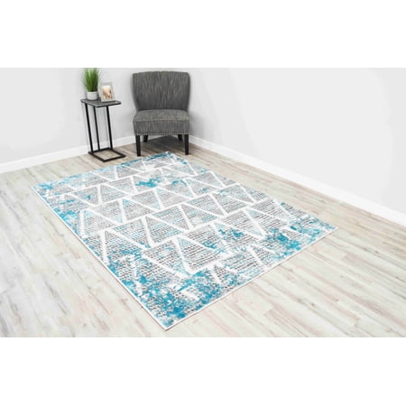 DAVINCI Modern Stylish Living Room Rug Design E1002 - 7'8"x10'8", Turquoise