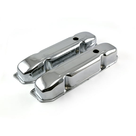 Speedmaster PCE314.1047 Compatible with Mopar and Compatible with Chrysler BB 383 440 Chrome Steel Valve Covers - 3 3/4" Tall w/Baffled Hole