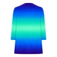 thumbnail image 4 of Penkiiy Womens Gradient Printed Tunic Tops 3/4 Sleeve Zip up Tops Dressy Casual Blouses V Neck Work Shirts to Wear with Leggings XL Blue, 4 of 5