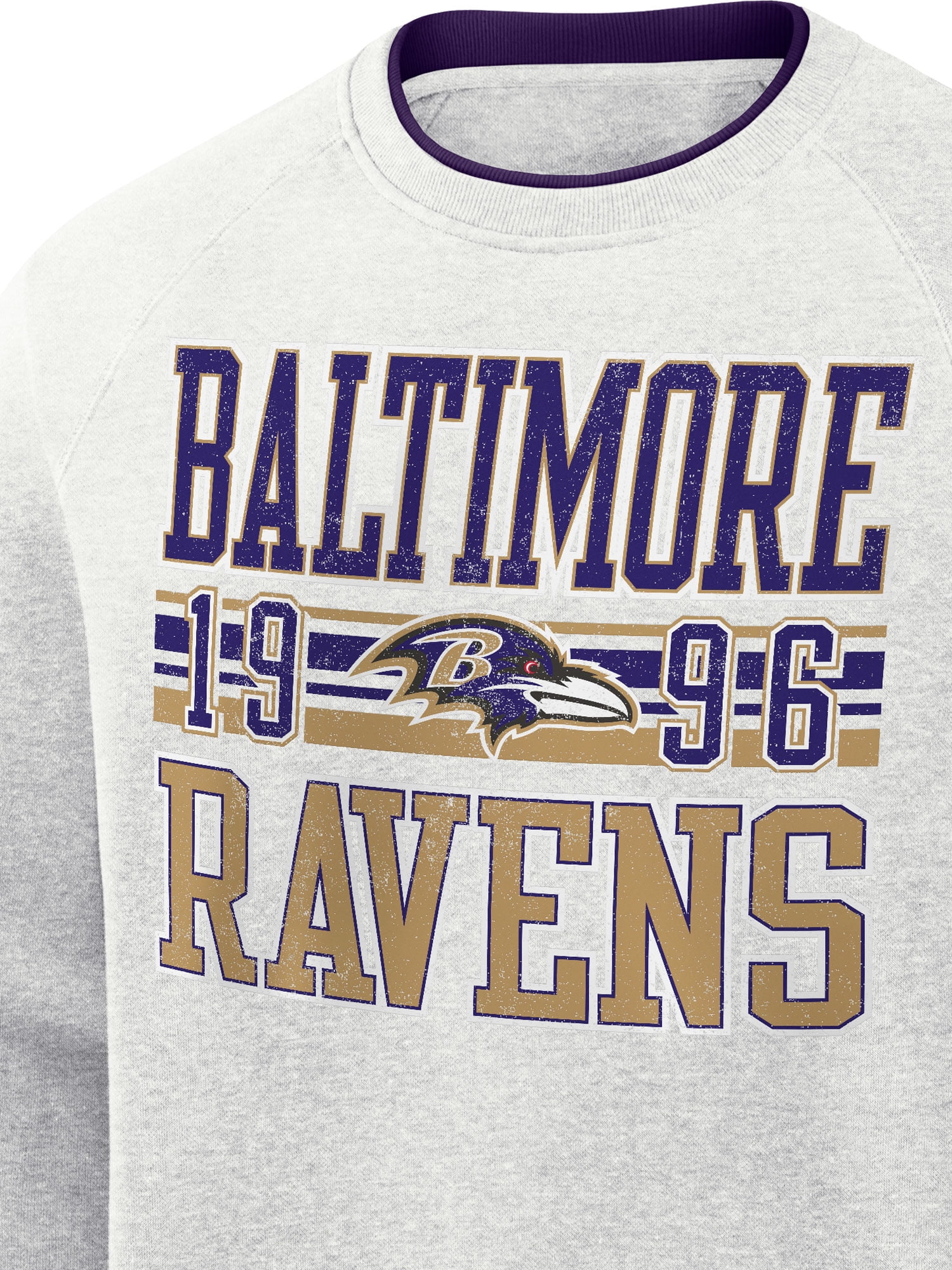 NFL Baltimore Ravens Men's Cotton Gray Heather Long Sleeve Crew Fleece Sweatshirt