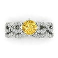 thumbnail image 2 of Clara Pucci 18K White Gold Round Cut 1Ct Natural Citrine Engagement Ring + Matching Band - Luxury Box Included, 2 of 7