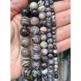 thumbnail image 3 of Cuentas de piedra natural de 6, 8, 10 y 12 mm, color negro y dorado, cuentas redondas de ágata para hacer joyas, pulseras y collares hechos a mano, 15'', 3 of 5