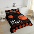 thumbnail image 4 of Basketball Comforter Set Twin Size Sports Bedding Sets Basketball Ball Print Bedding Comforter Sets Basketball Court Decor Down Comforter Sports Basketball Player Games Duvet Insert, 4 of 7