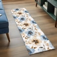 thumbnail image 4 of 2x6 Kitchen Runner Rug, Blue Brown Spring Floral Non-Skid Rubber Backing Large Rectangle Rugs - Living Room Bedroom Home Office, Summer Botanical Watercolor Indoor Floor Mat Carpets Washable Rug, 4 of 9