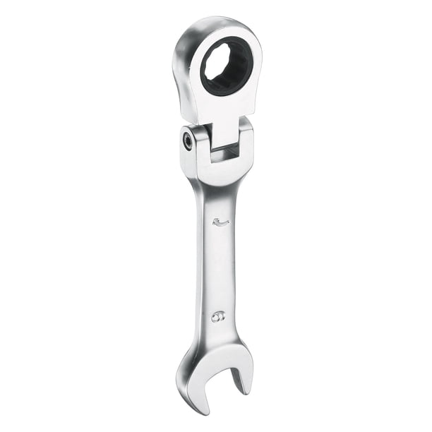 Llave Combinada de Trinquete con Cabeza Flexible 9mm Métrica 72-Dientes Acero CR-V Revestimiento de Cromo Pulido Llave de Trinquete para Sujetadores Tuerca Tornillo