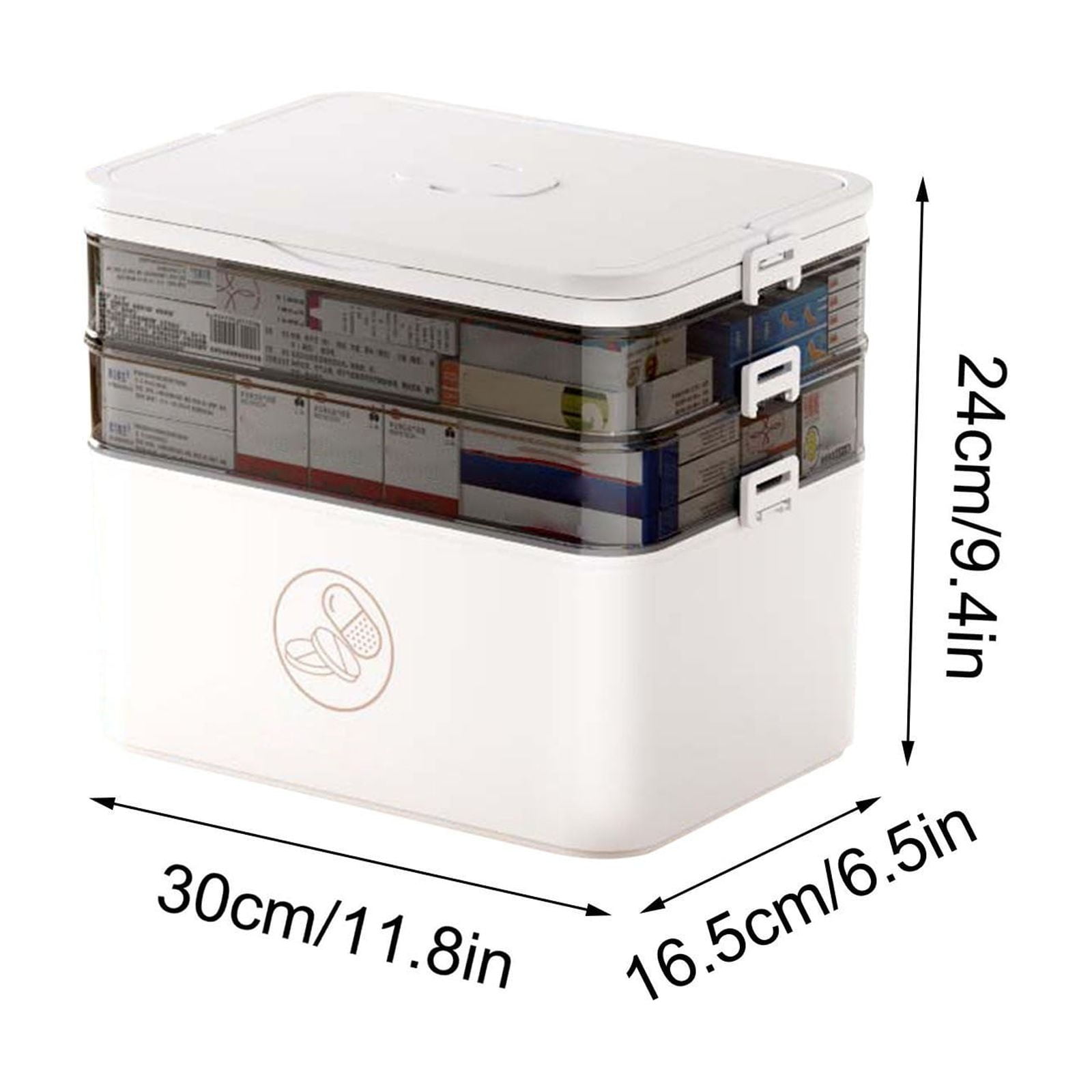 3-Tier Portable Storage Organizer with Handles, Plastic Stackable Box for Crafts, Tools & First Aid Supplies, Multi-Compartment Pp Plastic Organizer Box (White)