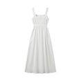 thumbnail image 7 of Gamivast Dresses for Women Linen Sleeveless Square Neck Button Front Maxi Dress with Pockets Casual A-Line Sundress Summer Vacation Beach Dress White S, 7 of 7