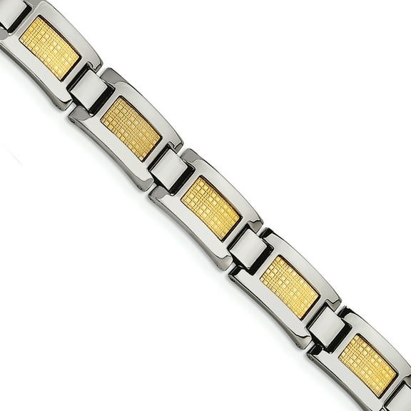 Chisel Stainless Steel and 18k Gold Filled Accent Fancy Link Bracelet - 8.25 inches